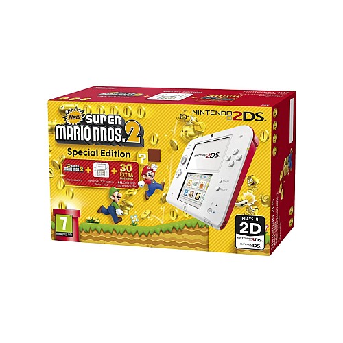 Nintendo 2ds Console White & Red & New Super Mario Bros 2