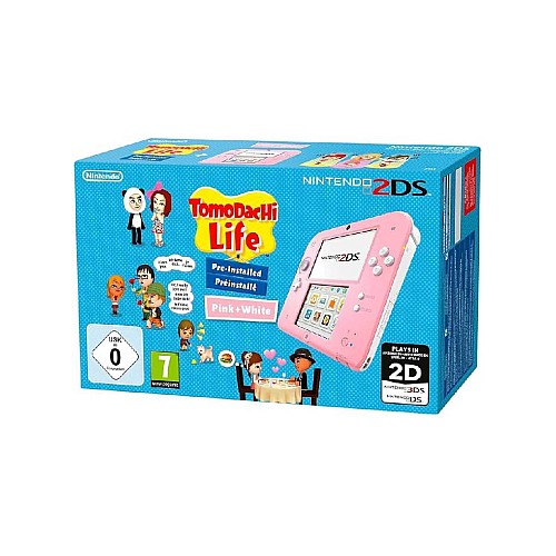 New Nintendo 2ds Console - Pink & White With Tomodachi Life Pre-installed 3ds