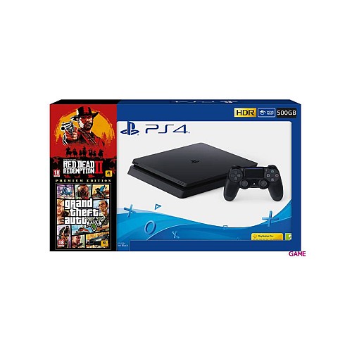 Consola Ps4 500gb Slim + Red Dead Redemption 2 + Gta 5 Premium