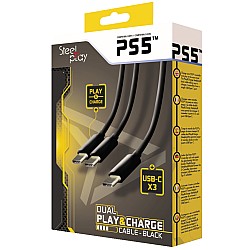 Cable Dublu Steelplay De Incarcare For Controllere (negru) - Ps5