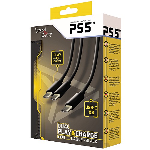 Cable Dublu Steelplay De Incarcare For Controllere (negru) - Ps5
