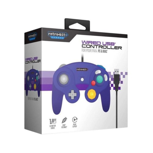Wired Gamecube Controller Purple + Usb