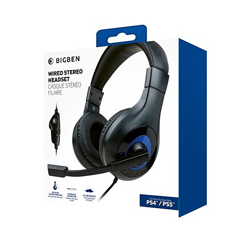 Headphones Cu Fir Stereo Gaming Bigben V1 Black For Ps4/ps5