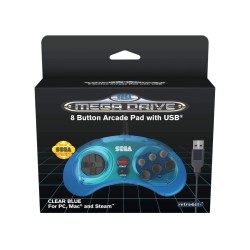Controller Retro-bit Sega Mega D. 8-b Usb Blue Pc