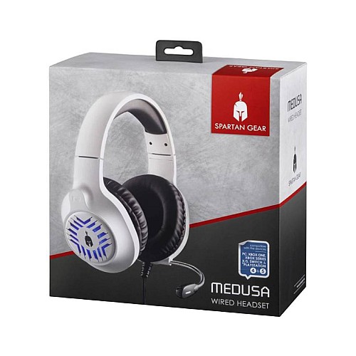 Headphones Cu Fir Spartan Gear Medusa Wired Alb/negru For Pc/ps4/ps5,xbox One /xbox Series X/nsw