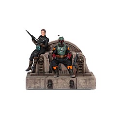 Iron Studios Deluxe The Mandalorian Boba Fett Fennec Shand On Throne Art