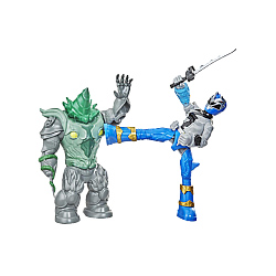 Set Power Rangers Dino Fury Battle Attackers Blue Ranger Shockhorn 17cm