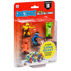 Set Figurine Gang Beasts Collectible Figures - 5 Pack -including 1 Rare Hidden Character (s1) Random