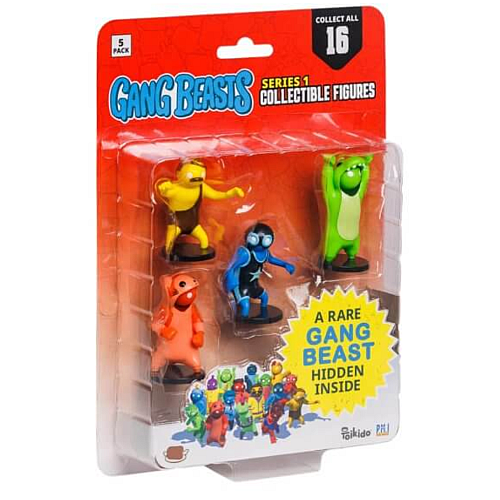 Set Figurine Gang Beasts Collectible Figures - 5 Pack -including 1 Rare Hidden Character (s1) Random