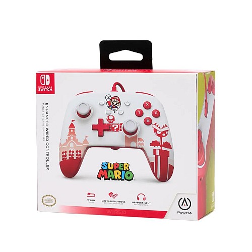 Controller Powera Enhanced Wired Mario Red/white - Nsw