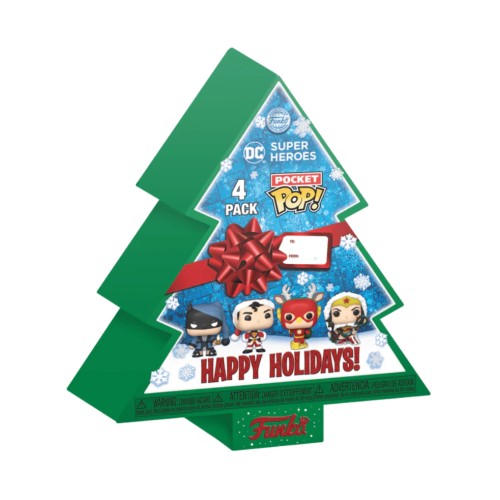 Funko Pocket Pop! 4-pack Dc Super Heroes Happy Holidays Tree Box
