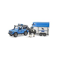 Vehicle Bruder Land Rover Defender Police W/horse Trailer (br2588)