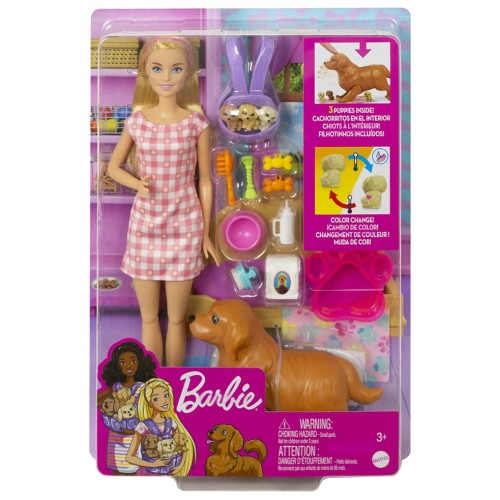 Doll Barbie & Newborn Pups (hck75)