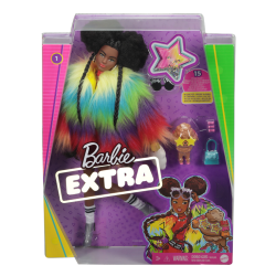 Doll Barbie Extra Dark Skin & Rainbow Coat (gvr04)