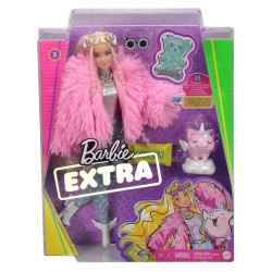 Doll Barbie Extra Fluffy Pink Jacket & Pet Unicorn Pig (grn28)