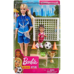 Doll Barbie Blonde Soccer Coach Glm47