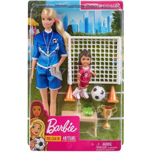 Doll Barbie Blonde Soccer Coach Glm47