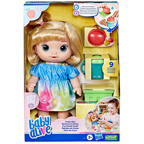 Doll Baby Alive Fruity Sips Apple Blonde Hair (f7356)