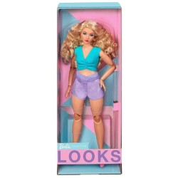 Doll Barbie Signature Looks Blonde & Purple Shorts Model (hjw83)
