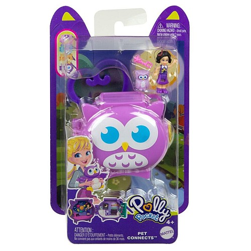 Set Polly Pocket Mini Pet Connects Owl Compact (hhw32)