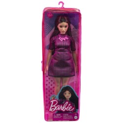 Doll Barbie Fashionistas Pink Black Checkered Dress Curvy (hbv20)