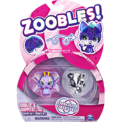 Spin Master Zoobles Happitat Opposite Obsessed Butterfly Black White Fox (2pack) (20135095)