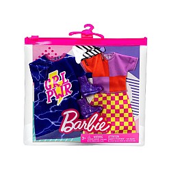 Set Barbie Fashion Girl Power Dress Top Checker Skirt Boot Outfits (hbv69)