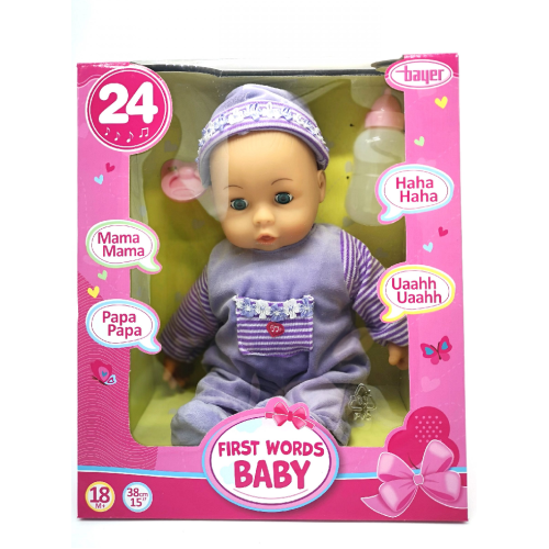 Doll Bayer First Words Baby Purple 38 Cm (93826aa)