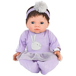Doll Tiny Treasure Brown Hair & Purple Tutu Dress (30140)