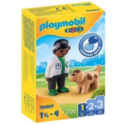Playmobil R 1.2.3 Vet With Dog 70407