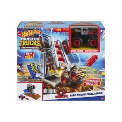 Set Hot Wheels Monster Trucks Arena Smashers Bone Shaker Tire Press Challenge (hnb88)