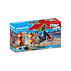 Set Playmobil(r) Stuntshow Motocross With Fiery Wall (70553)
