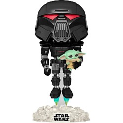 Pop Star Wars The Mandalorian Dark Trooper With Grogu Glows In The Dark
