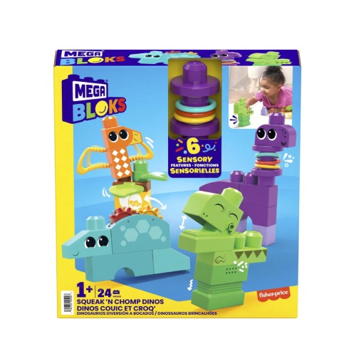 Mega Bloks Sensory Features Squeak & Chomp Dinos (hkn43)