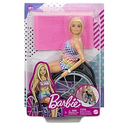 Doll Barbie Blonde With Wheelchair & Ramp (hjt13)