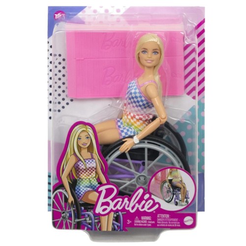Doll Barbie Blonde With Wheelchair & Ramp (hjt13)