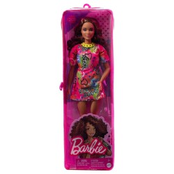 Doll Barbie Fashionista Brunette With Graffiti Dress (hjt00)