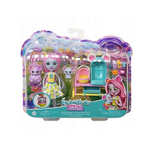 Set Doll Enchantimals Mouse Baby Buggy 12cm (hkr57)