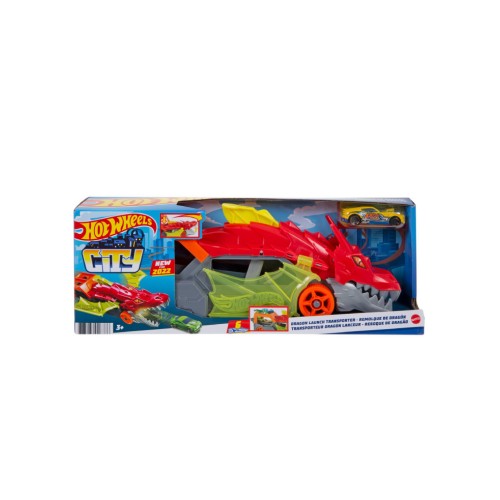 Set Hot Wheels City Dragon Launch Transporter (gtk42)