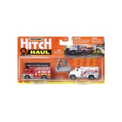 Set Matchbox Hitch Haul Mbx Fire Rescue Hazard Squad Mbx Ambulance (hfh87)