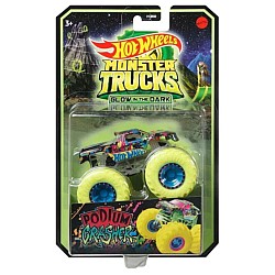Mattel Hot Wheels Monster Trucks: Glow In The Dark - Podium Crasher (yellow Wheels) (hcb51)