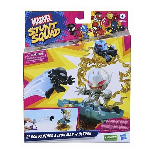 Marvel Stunt Squad Black Panther Ironman Vs Ultron Deluxe F7834
