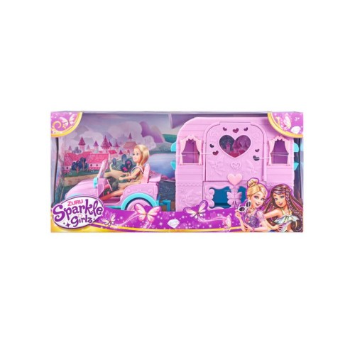 Doll Sparkle Girlz & Jeep With Caravan (100176)