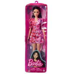 Doll Barbie Fashionistas Long Black Hair Color Block Floral Dress (hbv11)