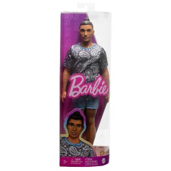 Doll Barbie Ken Fashionistas Brown Hair In Bun Wearing Paisley Tee & Shorts (hpf80)