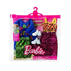 Set Barbie Fashions 2-pack Clothing Made To Move Skirt T Shirt Pants & Accessory Hjt36