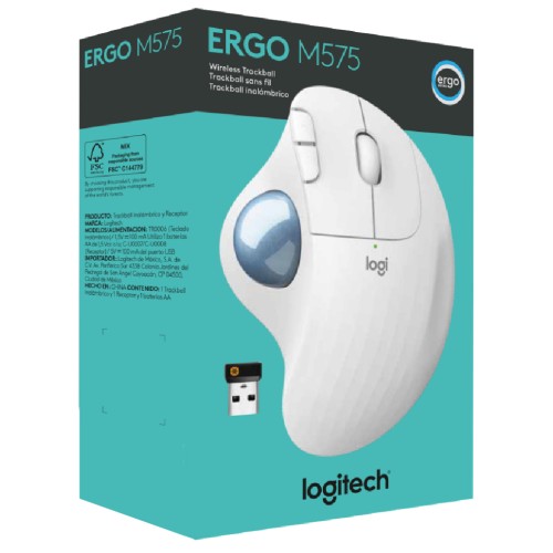 Mouse Logitech Ergo M575 2.4ghz/bt Off White