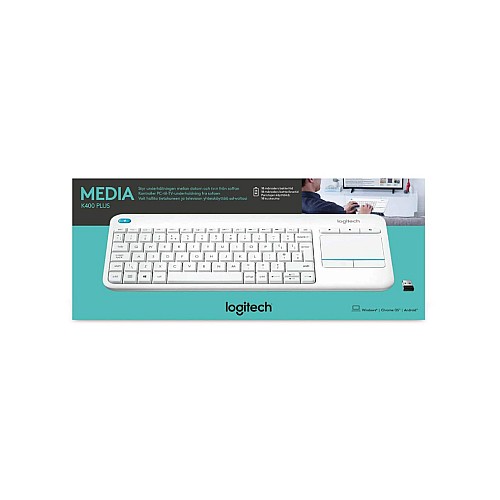 Keyboard Logitech Wireless Touch K400 Plus White (pan Nordic)