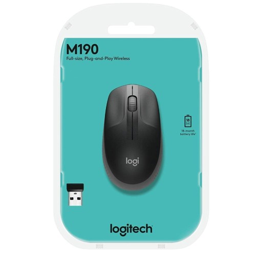 Mouse Logitech M190 Full-size Wireless Black
