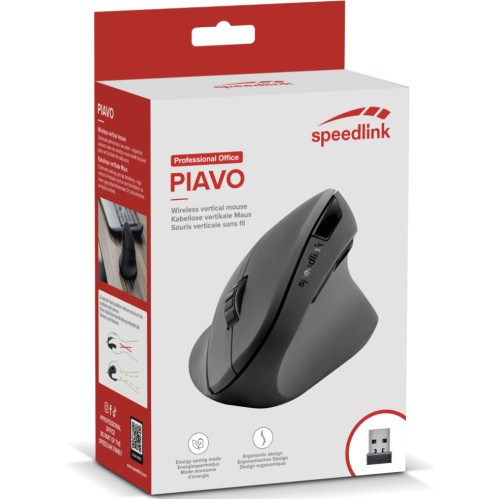 Mouse Speedlink Piavo Ergonomic Vertical Wireless Rubber Black